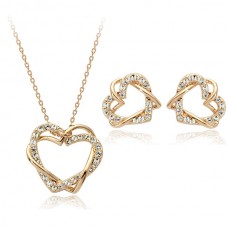 18K Gold Plated Double Heart Set (Only Earrings available)